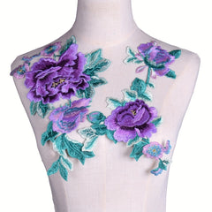 Flower Embroidery Applique 3D Symmetrical Sew On Patches F