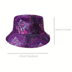 Starry Sky Print Double-sided Bucket Hat Couple Style Summer Sun Hat