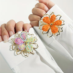 Floral & Geometric Button Covers for Women - Copper Base Shirt Accessories