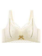 Lace Wireless Bra w/Scallop Trim, Comfortable & Stylish, Black, L