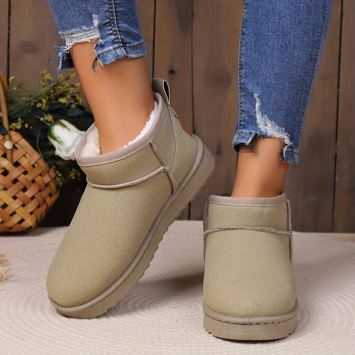 Women's Slip On High Velvet Snow Boots Warm Non-slip Winter Shoes