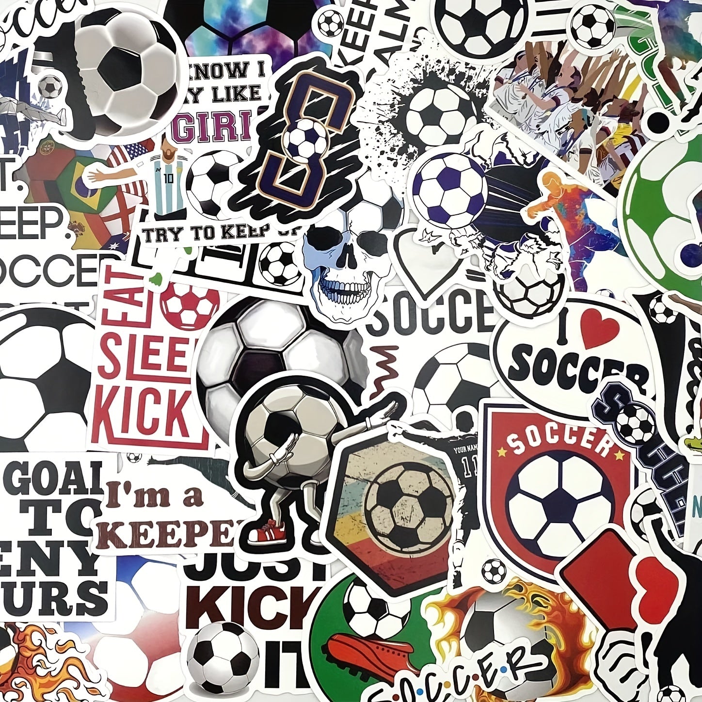 50pcs Football Stickers Vinyl Football Water Bottle Stickers Pack Football