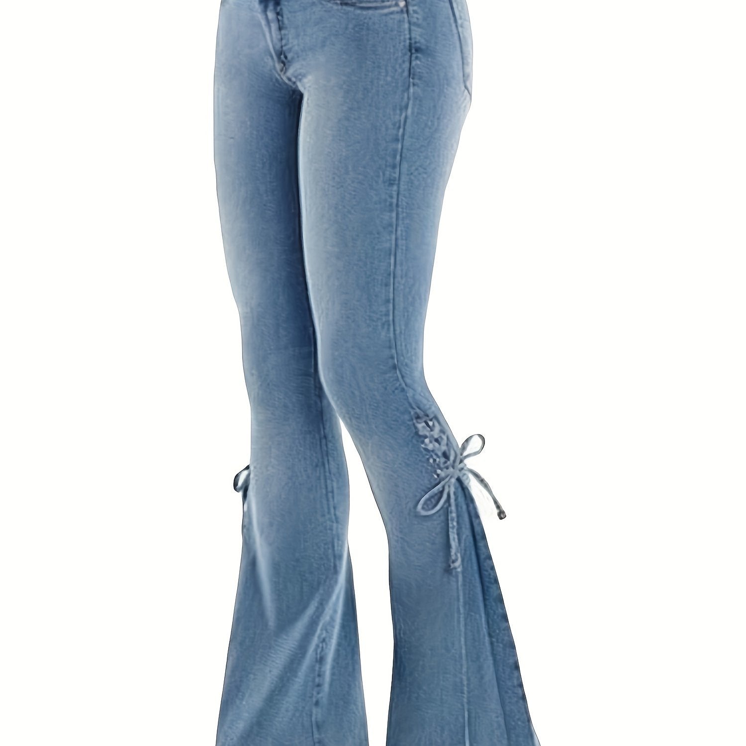 Lace Up Side Bell Bottom Jeans Women's Denim Jeans