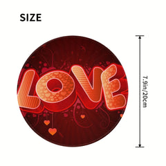 LOVE Font Pattern Round Mouse Pad 20x20cm For Games Home Office