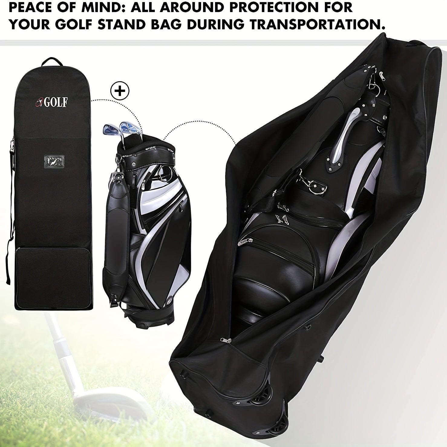 Golf Aviation Bag With Wheels Detachable Shoulder Straps & Foldable