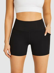 Yoga Shorts with Pocket High Stretch Fitness Running Shorts