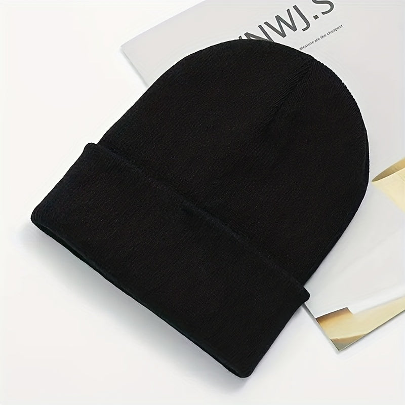 Solid Color Knit Winter Beanie Hat for Men & Women