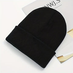 Solid Color Knit Winter Beanie Hat for Men & Women