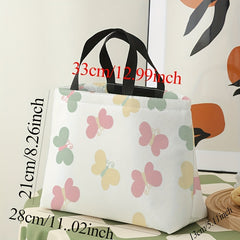 Colorful Butterfly Lunch Bag Waterproof Thermal Insulated Large Capacity