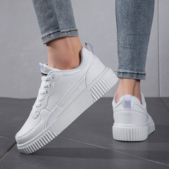 Faux Leather Solid Skate Shoes Wear Resistance Non Slip Flat Sneakers