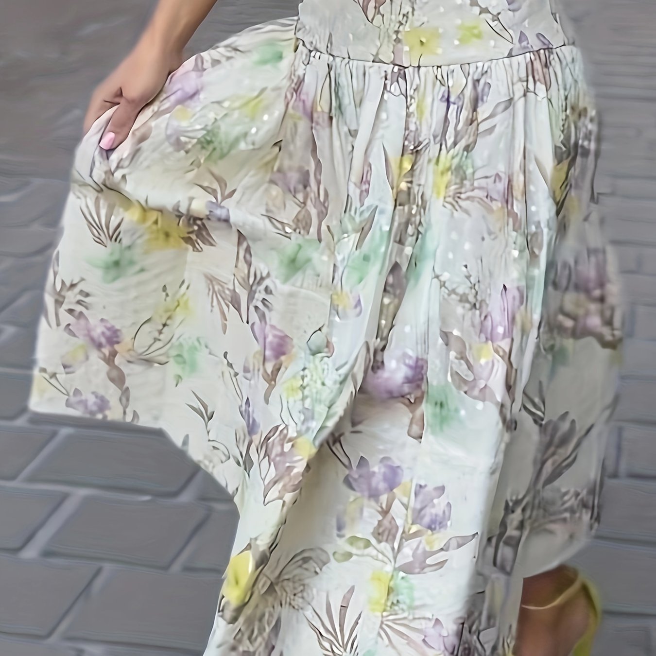 Floral Print High Rise Pleated Maxi Skirt