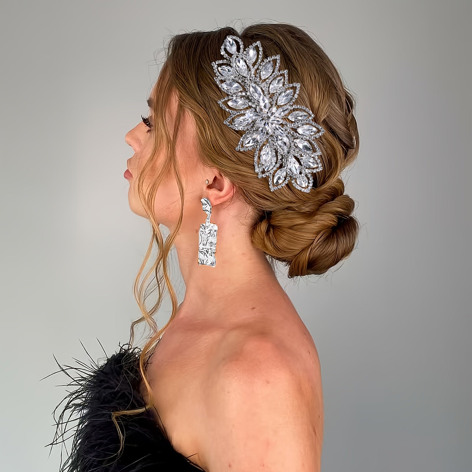 Bridal haircomb with sparkling leaves Wedding Prom Pageant Hairpin