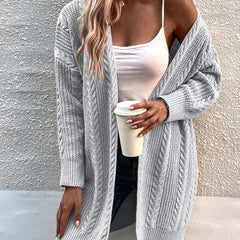 Women's Plus Casual Cable Knit Cardigan