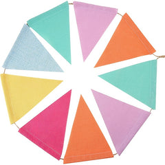 12 Multicolor Pennant Banner Linen Birthday Party Grand