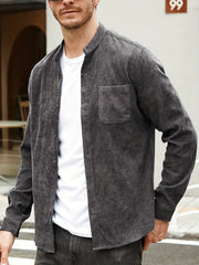 Men's Casual Long Sleeve Button Up Shirt with Chest Pocket