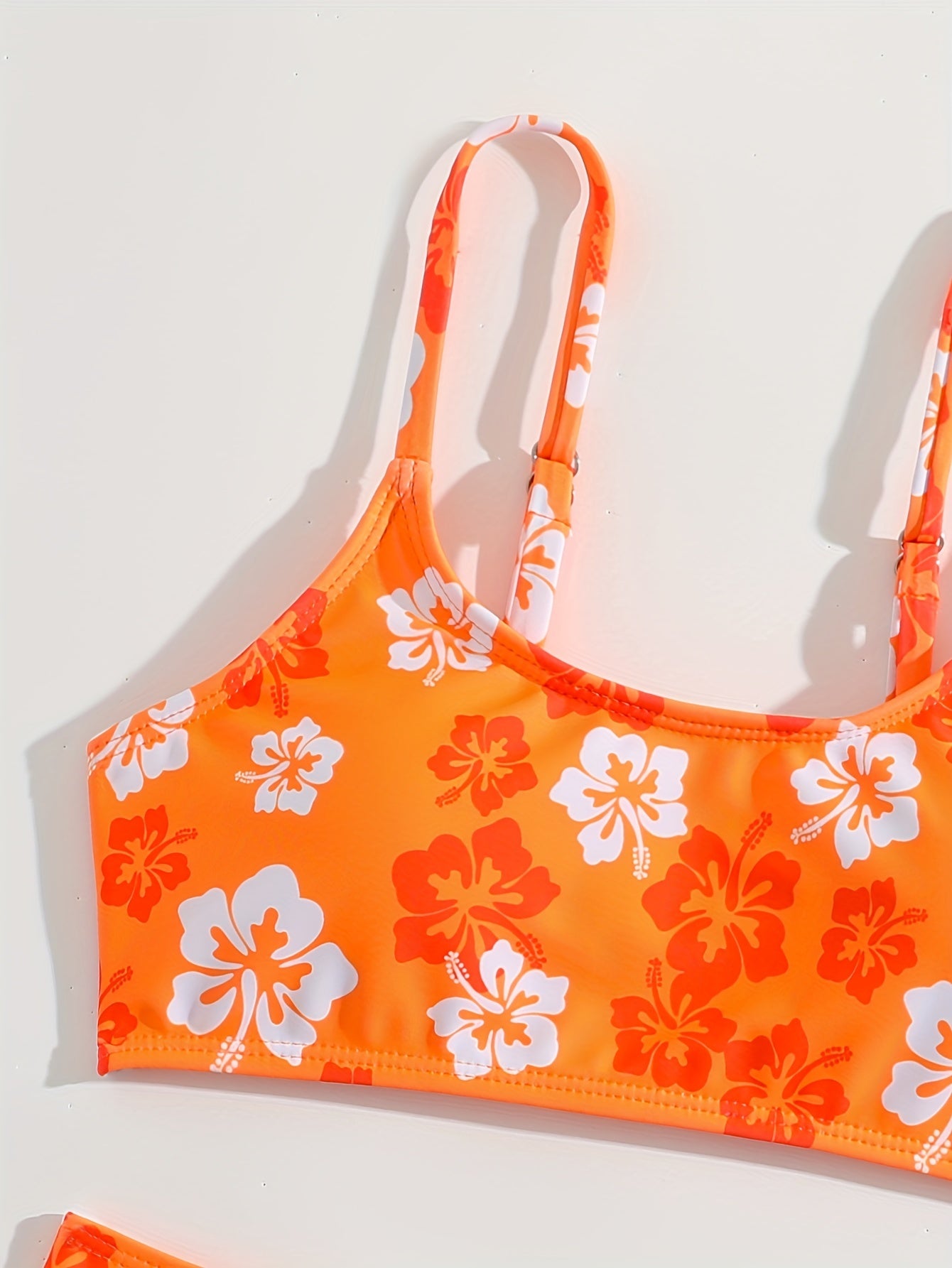 Girls Floral Bikini Set Cami Crop Top Shorts