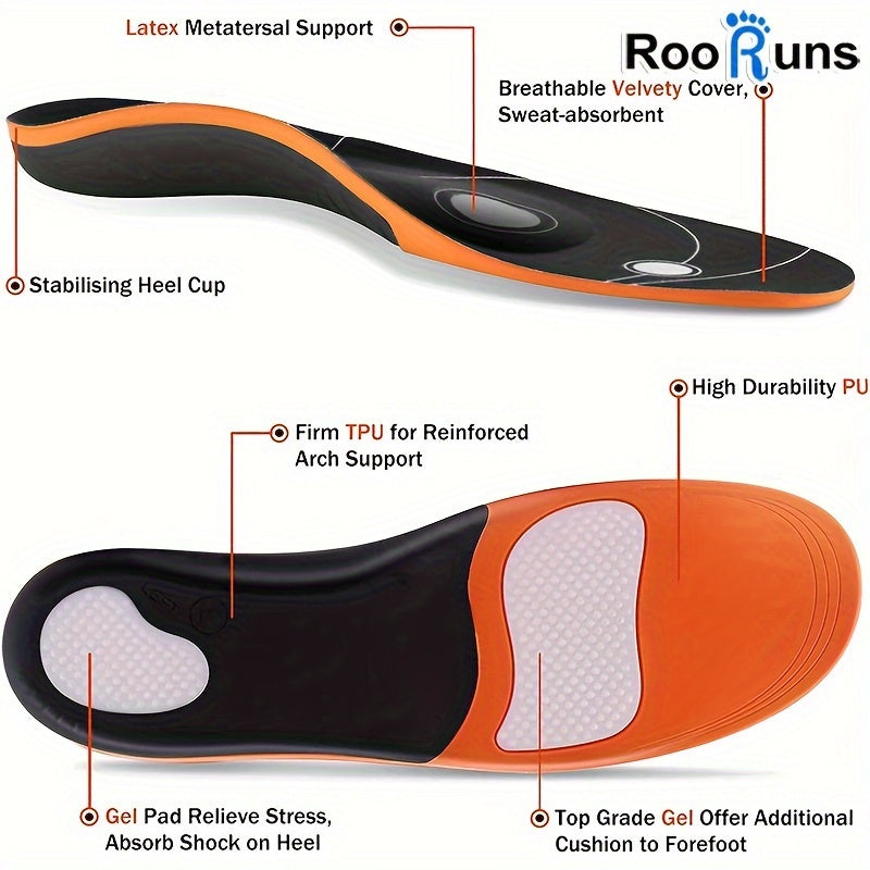 1Pair Sports Arch Insole Support Pad Flat Feet Inner & Outer Flip Height Insole