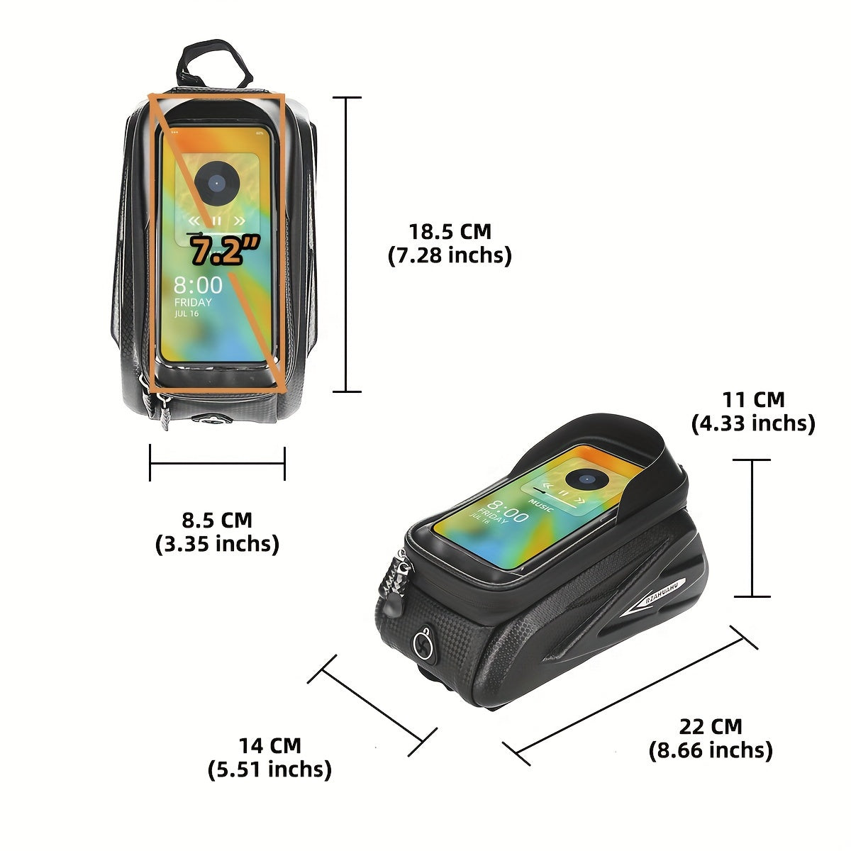 Bicycle Front Frame Bag Phone Holder Waterproof Storage Bag