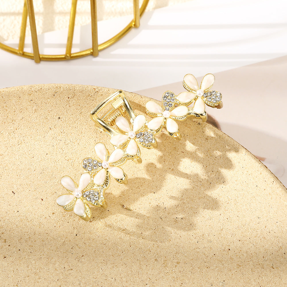Rhinestone Flower Hair Claw Hair Clip for Women Girls
