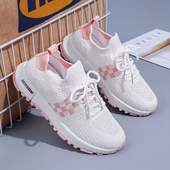 Women's Colorblock Mesh Sneakers Low Round Toe Soft Sole Platform Shoes