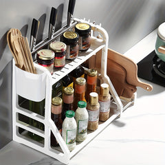 2 Layer Spice Rack Seasoning Holder Kitchen Utensil Storage Shelf