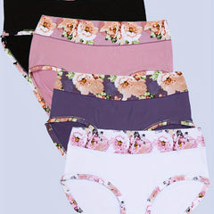 Women's Plus Size Soft Floral Print Panties 4-Pack Set