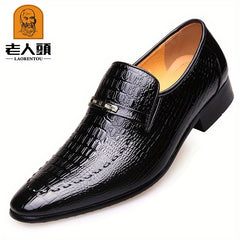 LAORENTOU Men's Crocodile Embossed Leather Dress Shoes