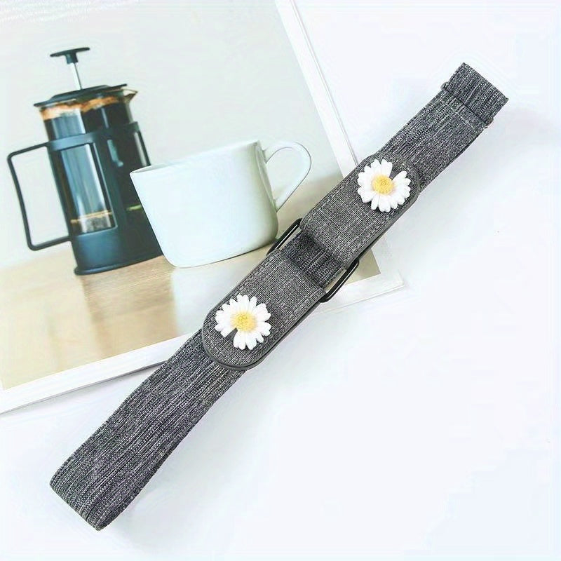Daisy Buckle Elastic Belt Flower Casual PU Belts Adjustable
