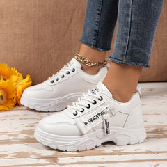 Letter Graphic Chunky Sneakers Lace-up Platform Shoes