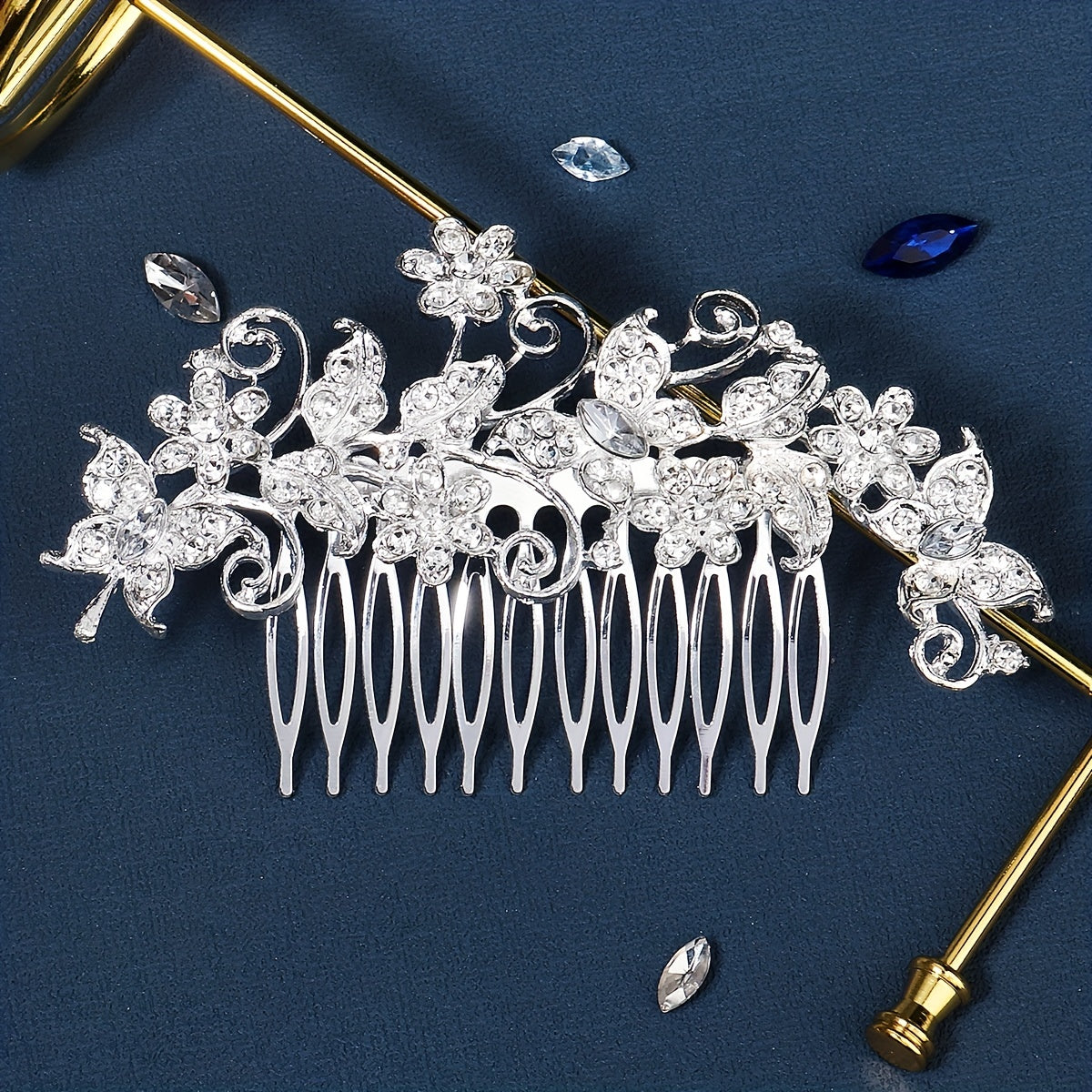 Rhinestone Crystal Hair Comb Leaf Insert Bridal Hair Accessories