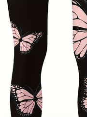 Butterfly Graphic Leggings Girls Thick Leggings For Spring Fall Winter