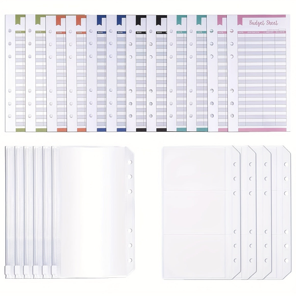 70pcs A6 Budget Binder Pockets & Expense Tracker Sheets Set