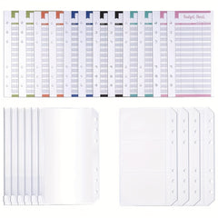 70pcs A6 Budget Binder Pockets & Expense Tracker Sheets Set