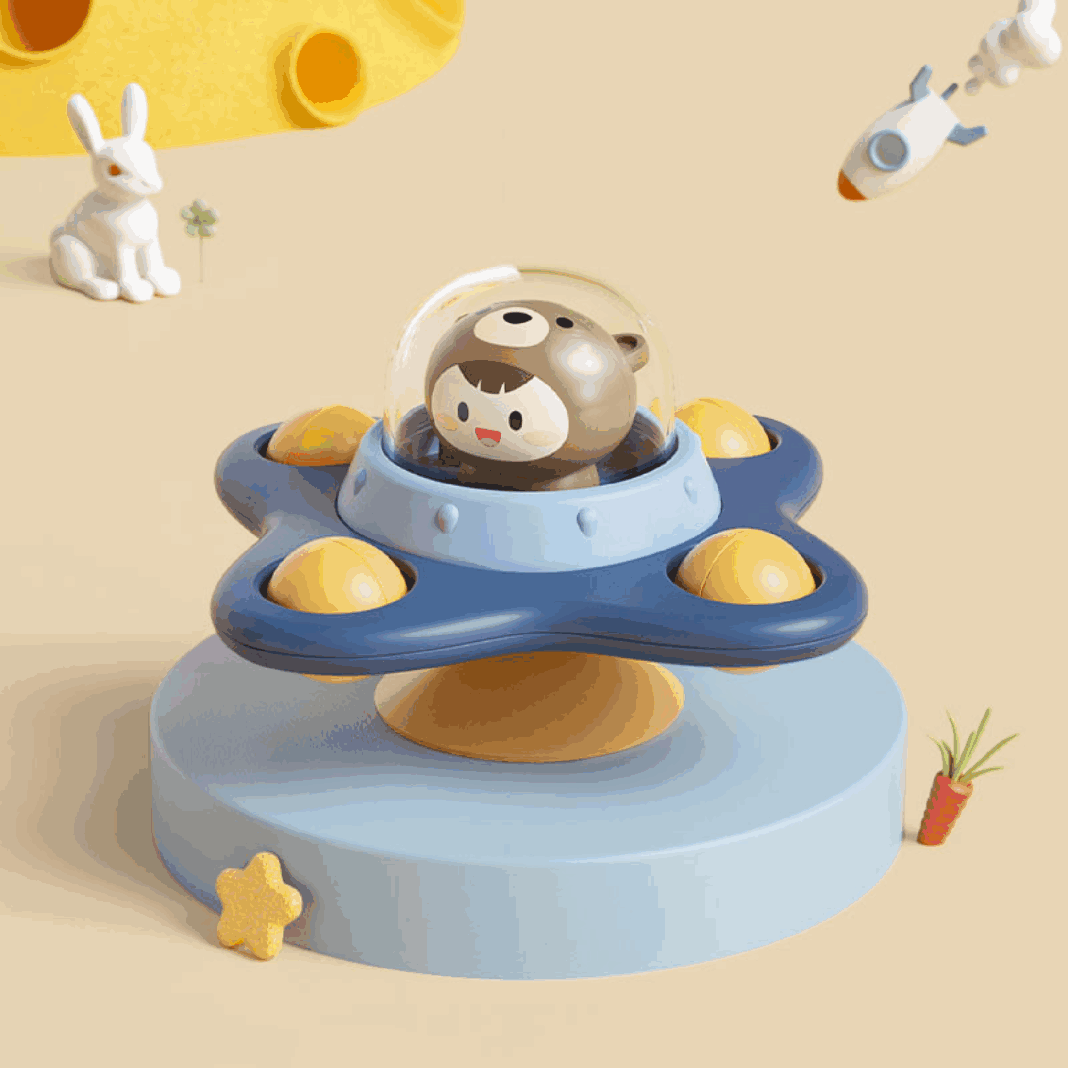 Rocket Suction Cup Spinning Top Baby Toy