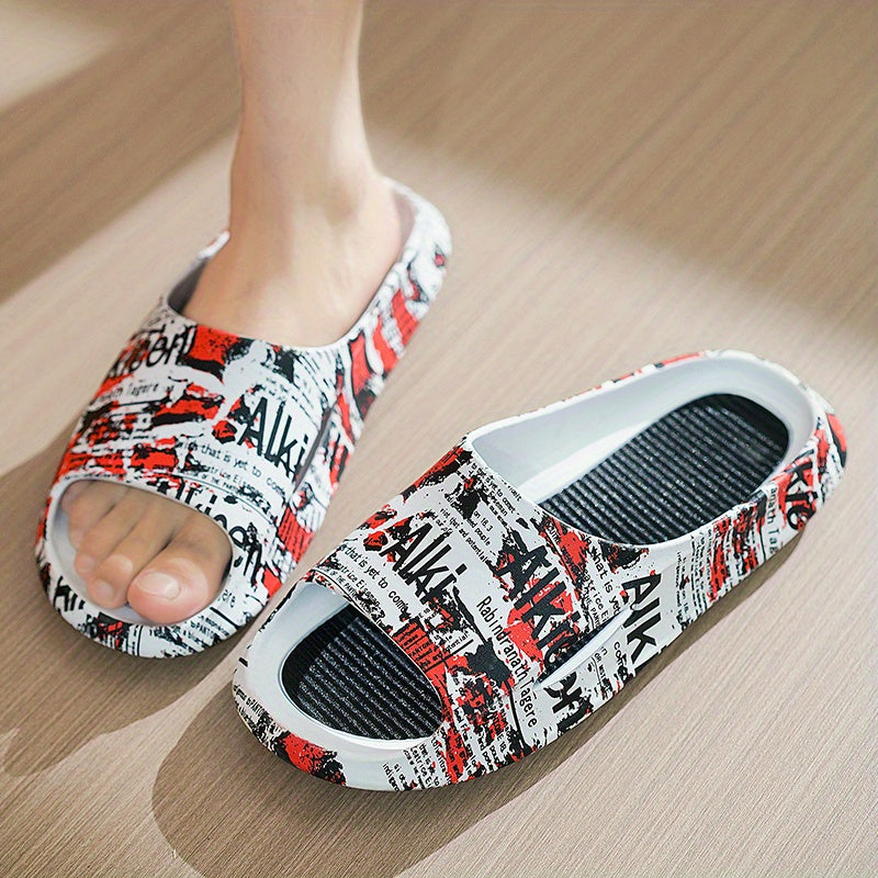 Men's Camo Platform Slides Non Slip Slippers for Indoor Outdoor Shower