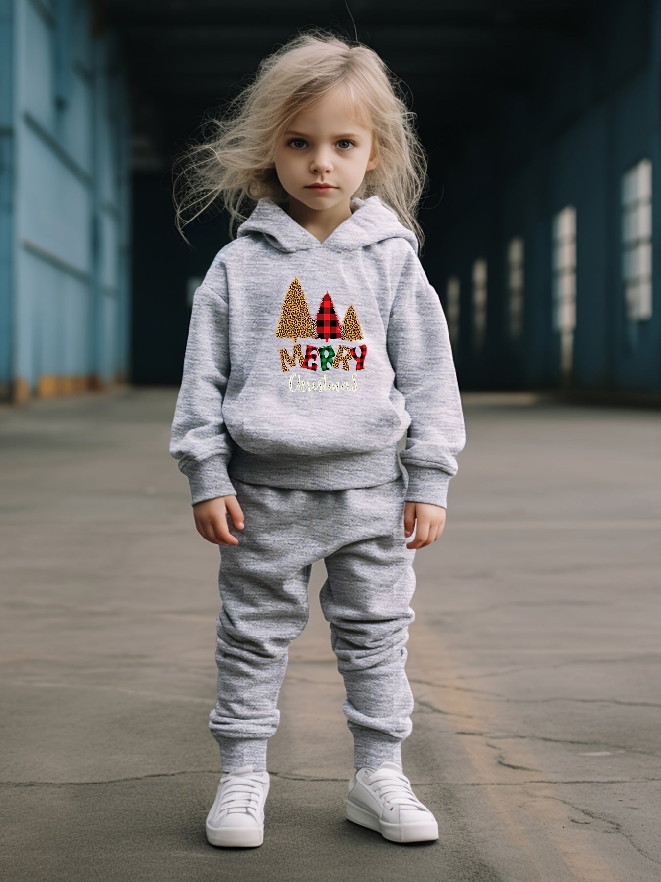 2pcs Activewear Set MERRY CHRISTMAS Hoodies Pants Set Sports Christmas Gift
