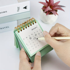 Green Mini Desk Calendar for Office and School Use
