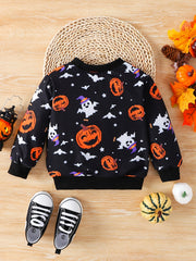 Baby Girls Halloween Top Pumpkin Graphic Sweatshirt