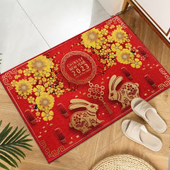 Loop Velvet Spring Celebration Red Door Mat Non Slip Wear Resistant