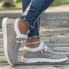 Winter Warm Flats Thermal Snow Boots Faux Fur Plush Lined Slip On Shoes