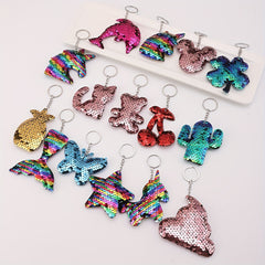 15pcs Cartoon Sequins Animal Keychain Key Ring Bag Charm Gift