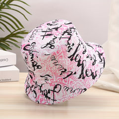 Letter Graffiti Print Bucket Hat Reversible Fisherman Cap