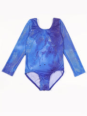Girl's Horse Pattern Gymnastics Tights Long Sleeve Leotard