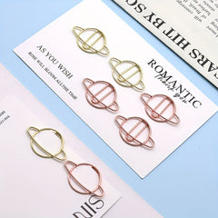 10pcs Planet Creative Paper Clip Golden Metal Paper Clip Rose Golden