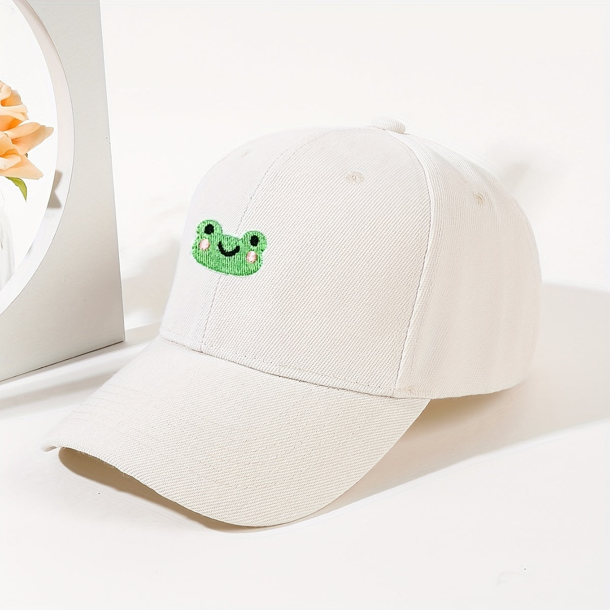 Frog Embroidery Baseball Cap Solid Dad Hats for Women