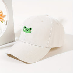 Frog Embroidery Baseball Cap Solid Dad Hats for Women