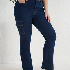 Stretch Cargo Flare Leg Jeans