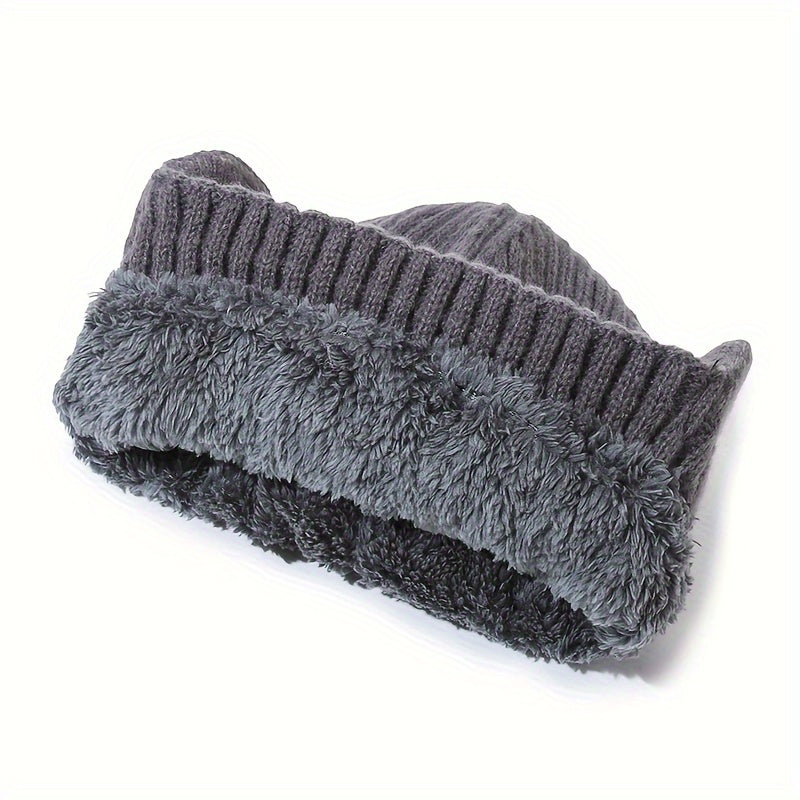 Winter Warm Knitted Beanie Hat Male Outdoor Cycling Coldproof Pullover Hat