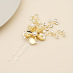 Alloy Leaf Faux Pearl Hairpin Bridal Wedding Party Favor Decorations