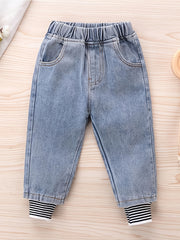 Girls Striped Denim Jeans for Autumn Winter